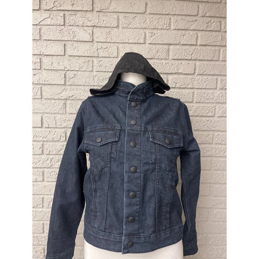 Levi Strauss & Co Women Long Sleeve Blue Denim Trucker Hoodie Jacket Size M